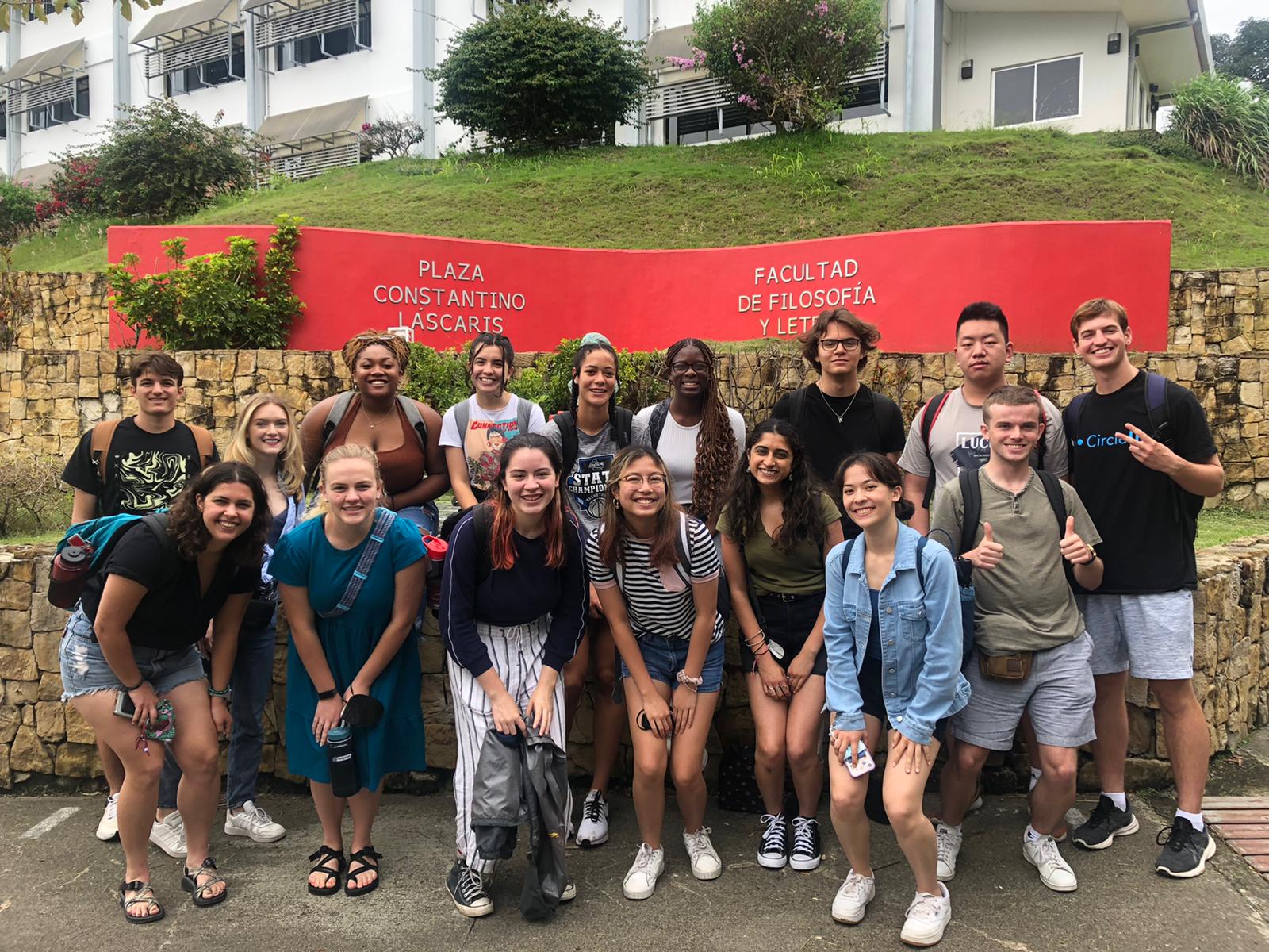 Rice in Costa Rica students in front of host university